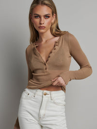 Xavier Button Top - Latte - Sare StoreBayse BrandTops